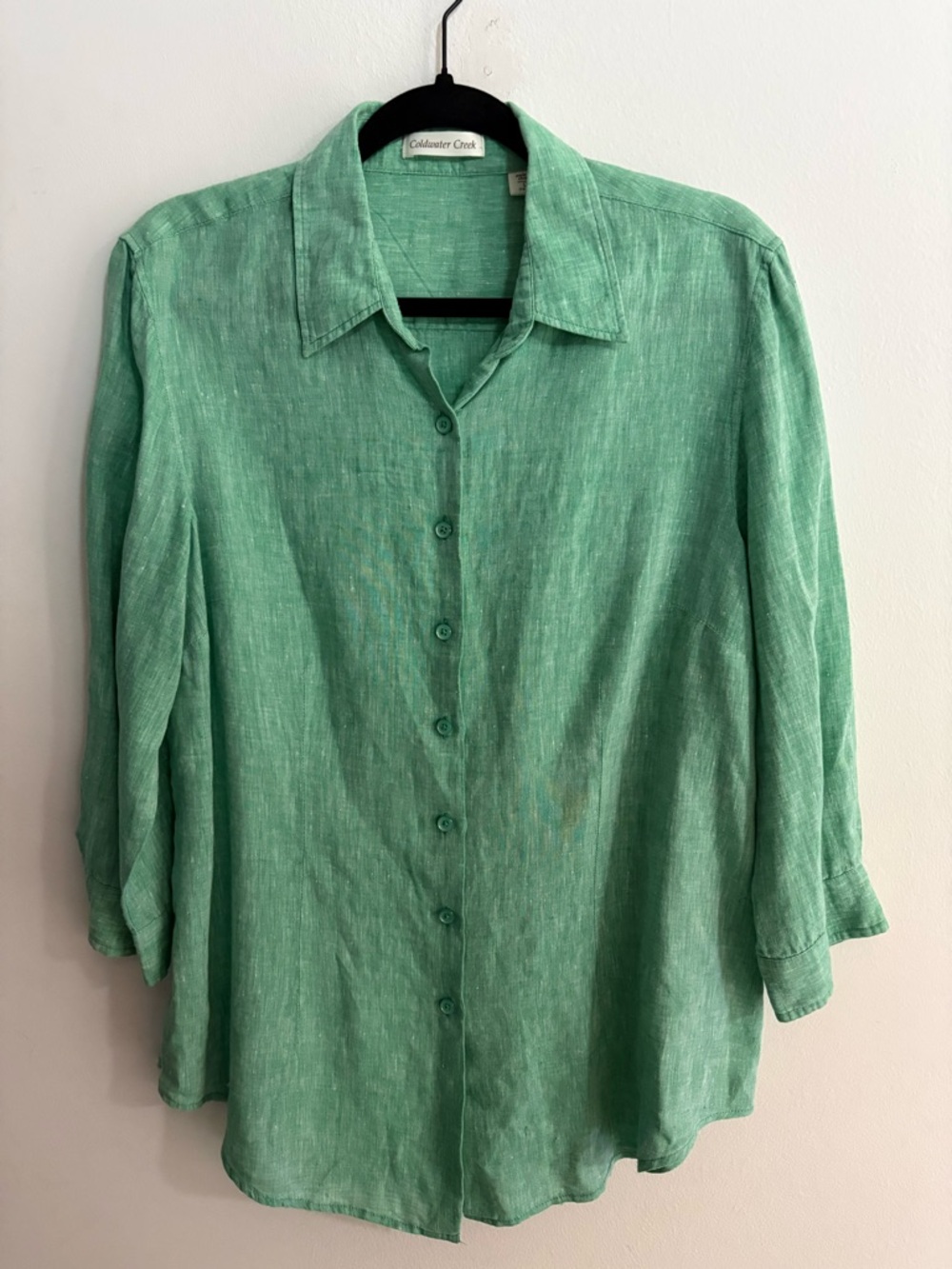 Coldwater Creek Green Linen Shirt Size Large
